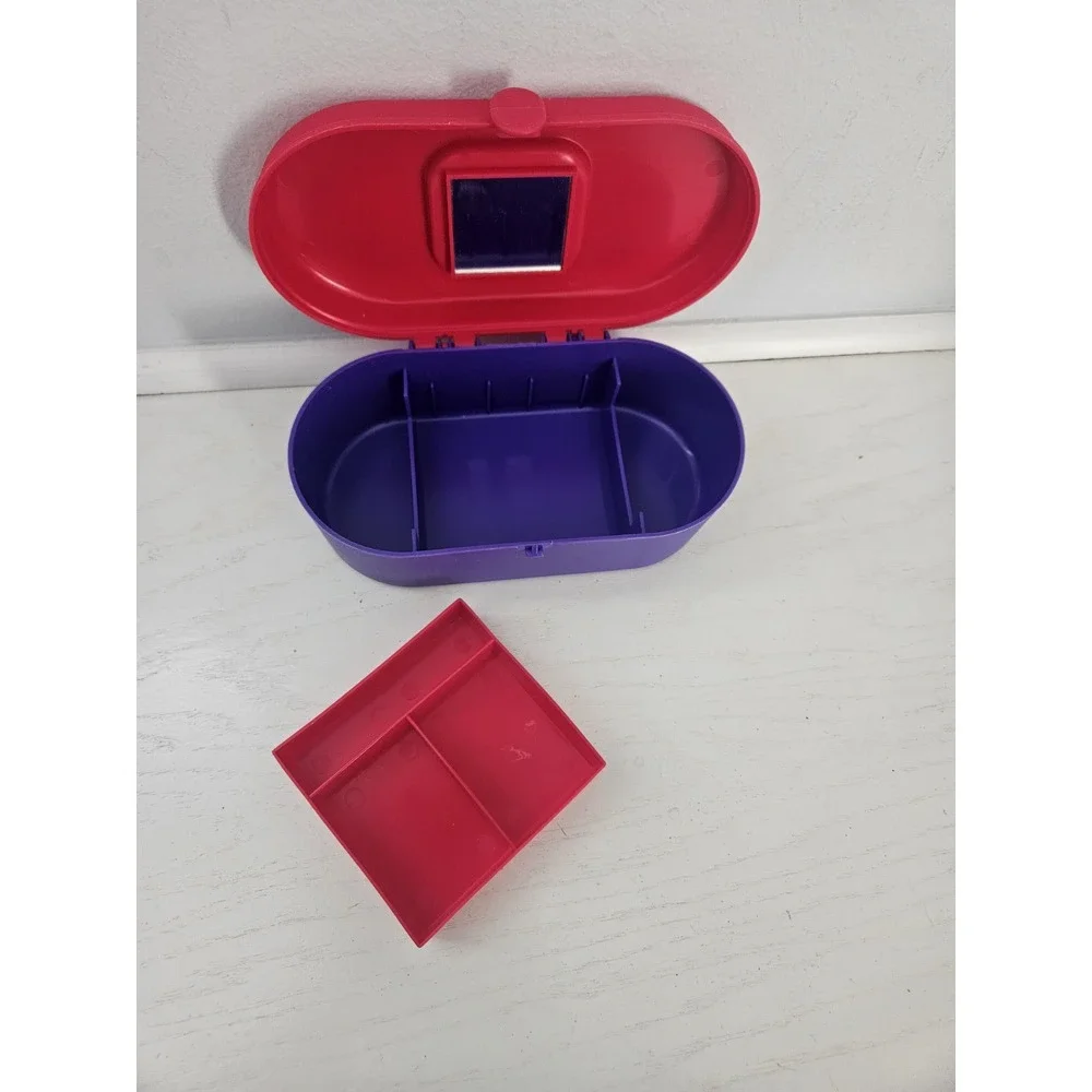 Vintage 90's Mini Organizer Jewelry Make-up Trinkets Pink And Purple‎